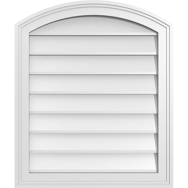 Ekena Millwork Arch Top Surface Mount PVC Gable Vent: Functional, w/ 2"W x 1-1/2"P Brickmould Frame, 22"W x 26"H GVPAR22X2602SF - main